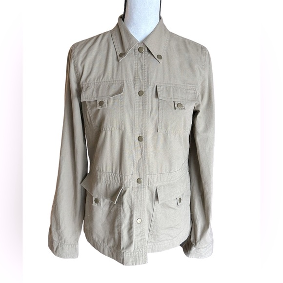 LOFT Jackets & Blazers - LOFT Size L Womens‎ Beige Khaki Military Cargo Jacket Cotton